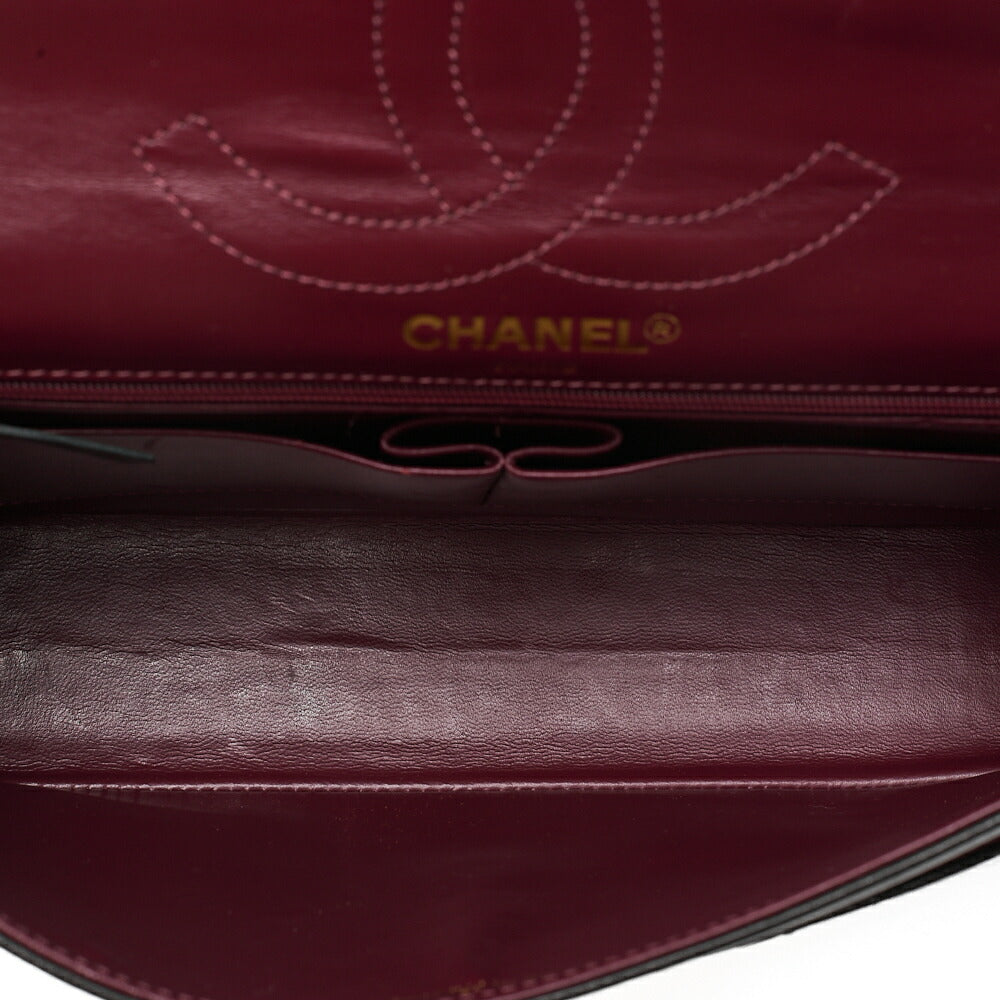 CHANEL Lambskin Matelasse 25cm Paris Limited Double Flap Shoulder Bag Black Gold-Tone Hardware, Pre-Owned