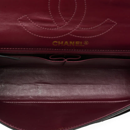 CHANEL Lambskin Matelasse 25cm Paris Limited Double Flap Shoulder Bag Black Gold-Tone Hardware, Pre-Owned
