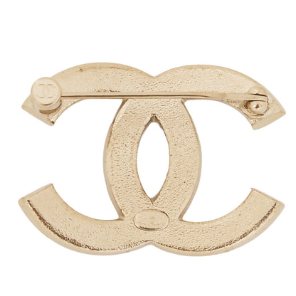 CHANEL ココマーク C21V ブローチ GP x ラインストーン シャンパンゴールド ゴールド金具, 中古