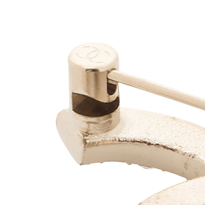 CHANEL ココマーク C21V ブローチ GP x ラインストーン シャンパンゴールド ゴールド金具, 中古