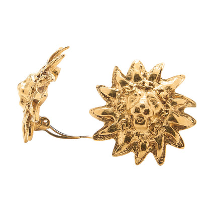シャネル サンライオン プリント イヤリング GP ゴールド (金メッキ) ゴールドトーン金具 中古品