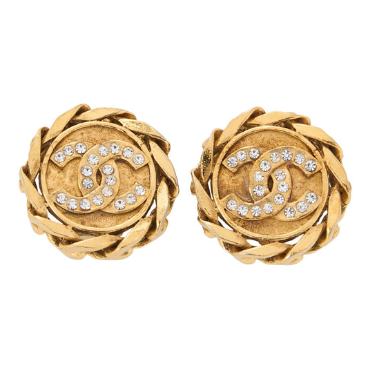CHANEL Coco Mark Earrings 23B Gold Gold-Tone Hardware, Pre-Owned
