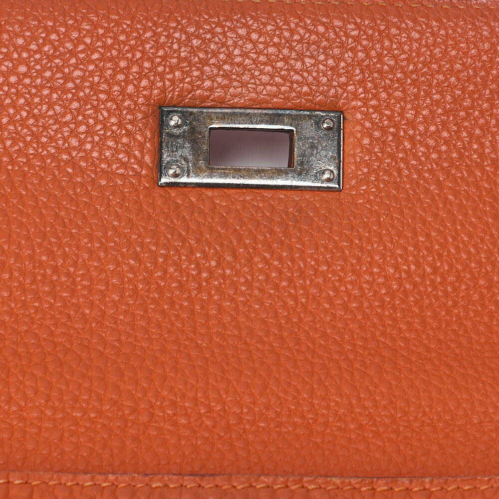 HERMES Kelly 35 2way Handbag Tryon Clemence Orange Silver-Tone Hardware, Pre-Owned