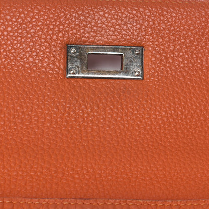 HERMES Kelly 35 2way Handbag Tryon Clemence Orange Silver-Tone Hardware, Pre-Owned