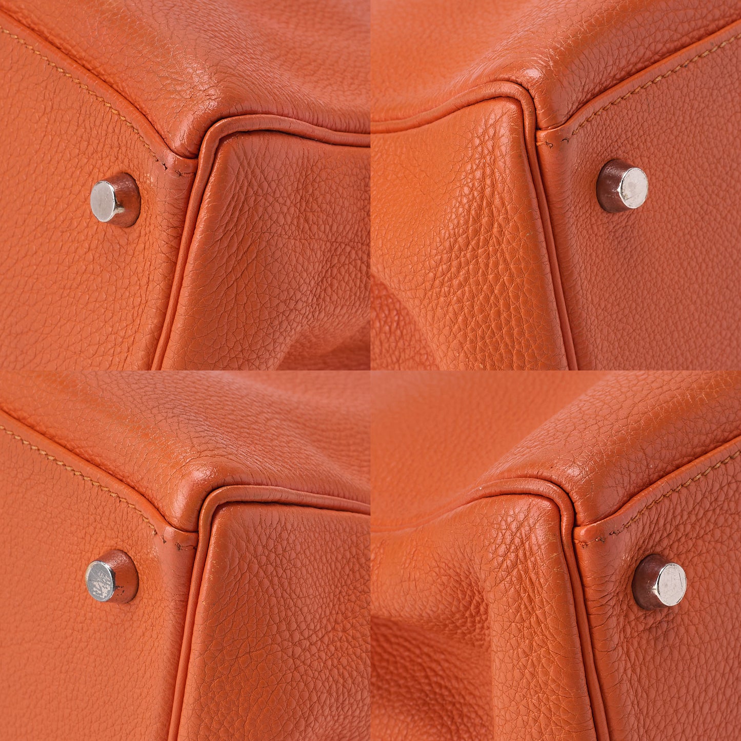 HERMES Kelly 35 2way Handbag Tryon Clemence Orange Silver-Tone Hardware, Pre-Owned