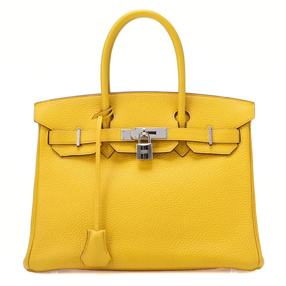 HERMES バーキン30 ハンドバッグ トライヨン ジョーヌ シルバー金具, 中古品