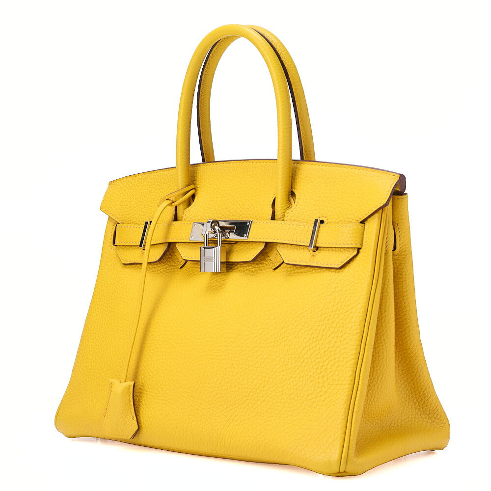 HERMES バーキン30 ハンドバッグ トライヨン ジョーヌ シルバー金具, 中古品