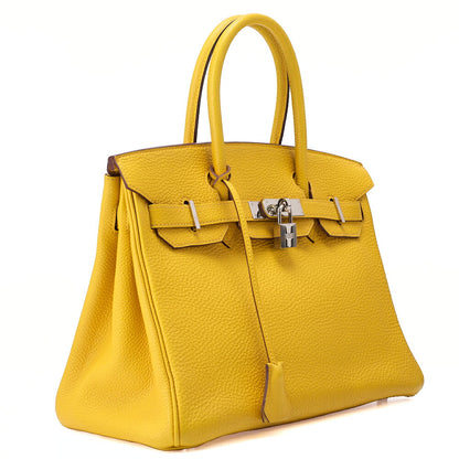 HERMES バーキン30 ハンドバッグ トライヨン ジョーヌ シルバー金具, 中古品