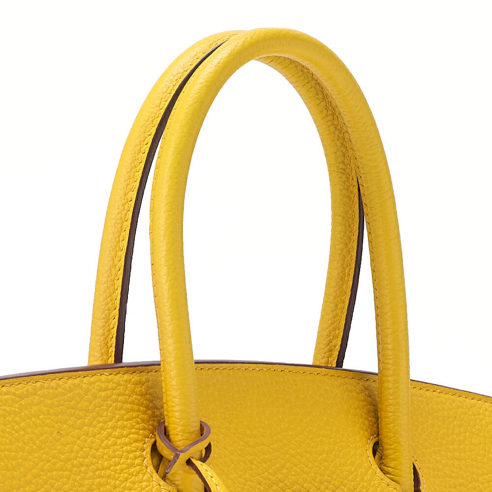 HERMES バーキン30 ハンドバッグ トライヨン ジョーヌ シルバー金具, 中古品