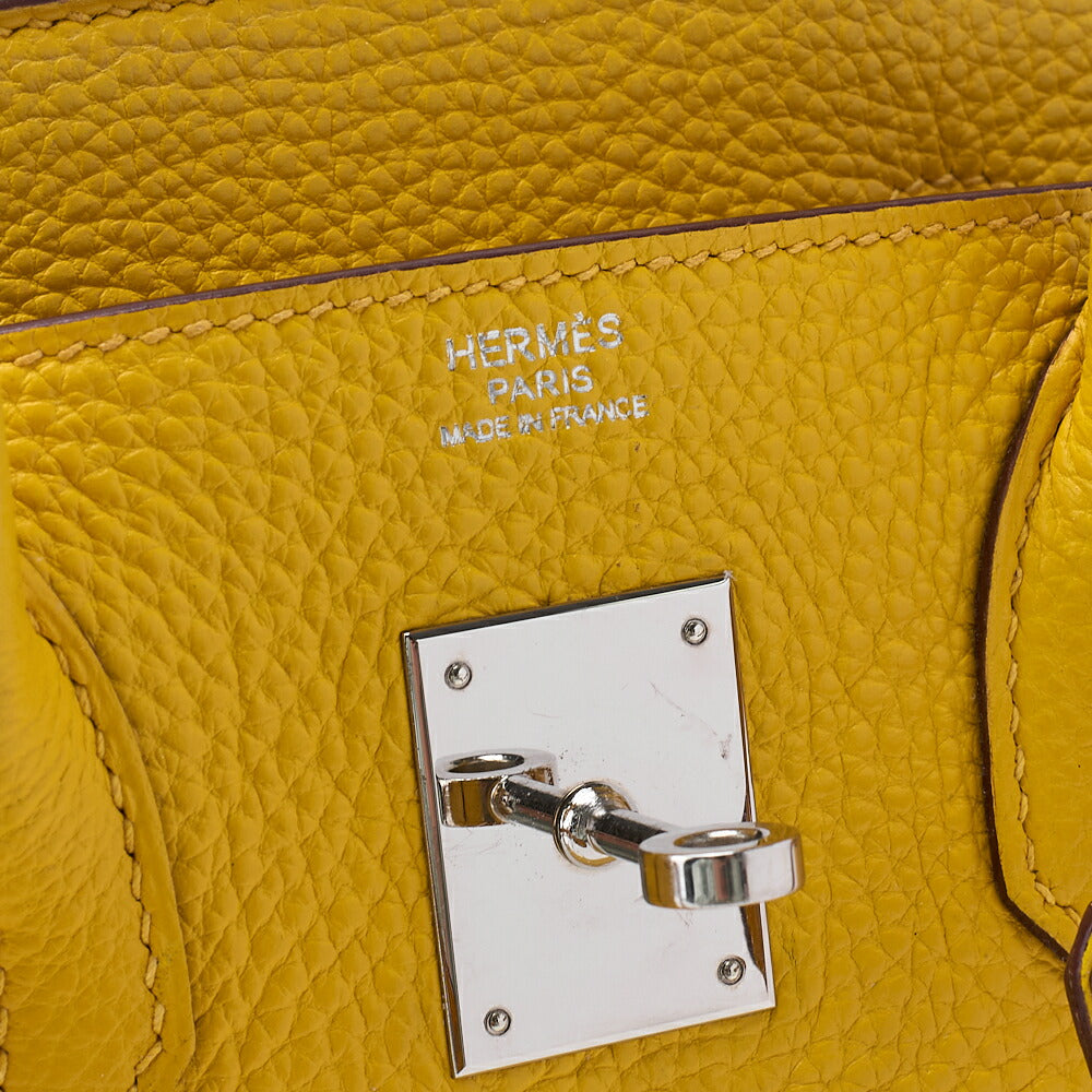 HERMES バーキン30 ハンドバッグ トライヨン ジョーヌ シルバー金具, 中古品