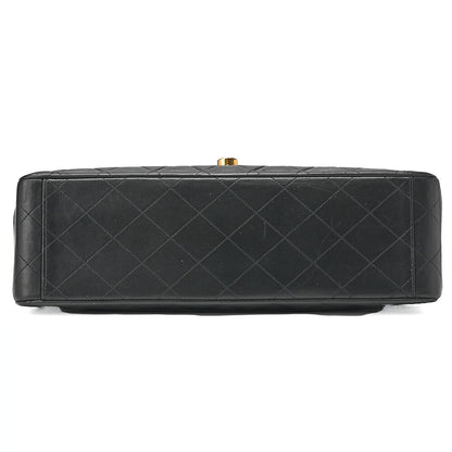 CHANEL Chain Shoulder Bag Deca Matelasse 34cm Single Flap Lambskin Black Gold-Tone Hardware, Pre-Owned