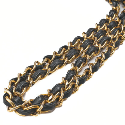 CHANEL Chain Shoulder Bag Deca Matelasse 34cm Single Flap Lambskin Black Gold-Tone Hardware, Pre-Owned