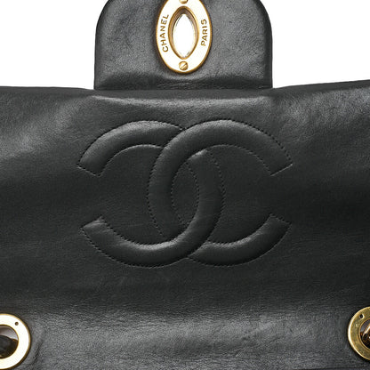CHANEL Chain Shoulder Bag Deca Matelasse 34cm Single Flap Lambskin Black Gold-Tone Hardware, Pre-Owned