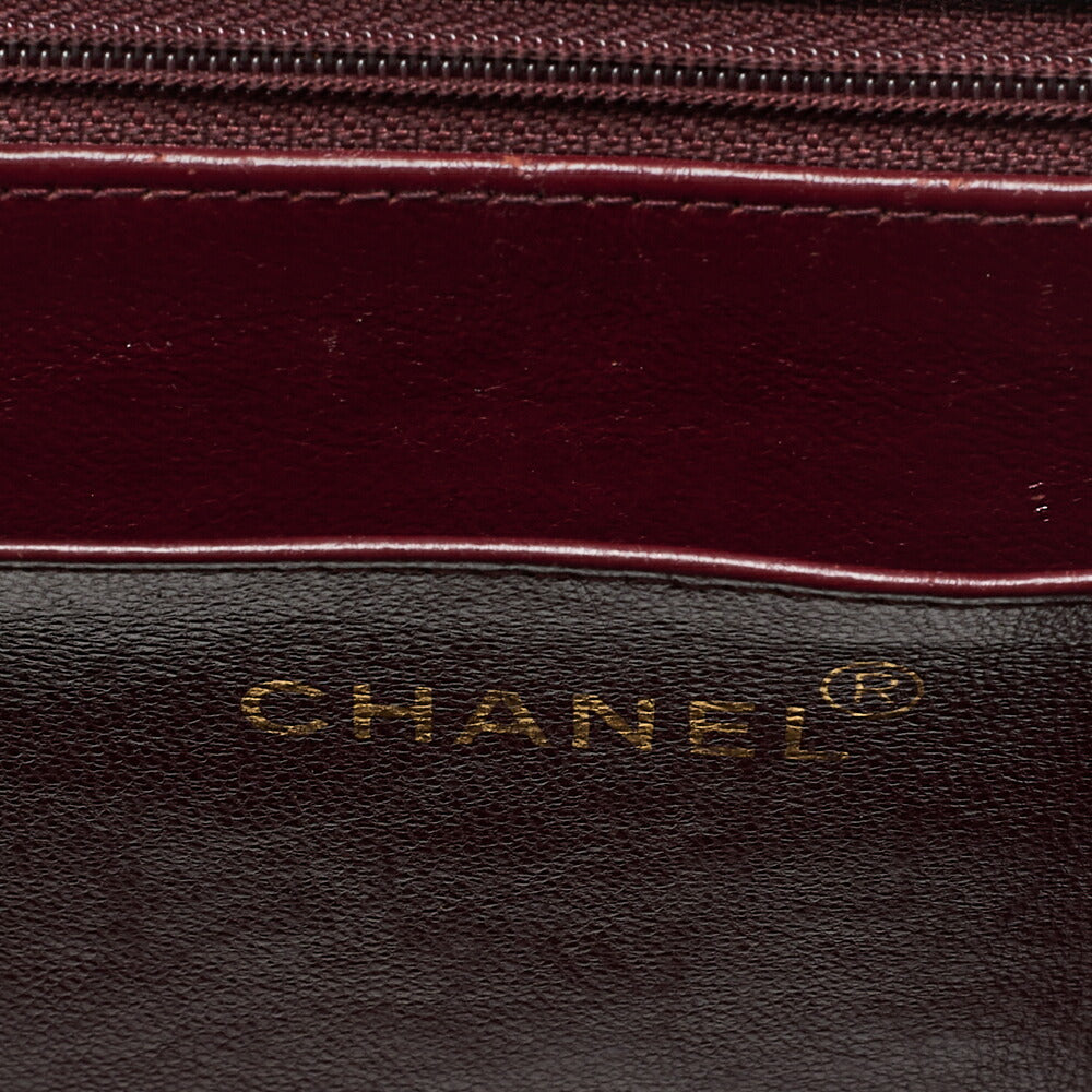 CHANEL Chain Shoulder Bag Deca Matelasse 34cm Single Flap Lambskin Black Gold-Tone Hardware, Pre-Owned