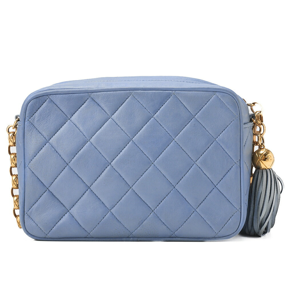 CHANEL Matelasse Coco Mark with Fringe Bijou Chain Shoulder Lambskin Light Blue Gold-Tone Hardware, Pre-Owned