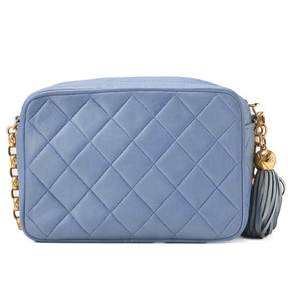 CHANEL Matelasse Coco Mark with Fringe Bijou Chain Shoulder Lambskin Light Blue Gold-Tone Hardware, Pre-Owned
