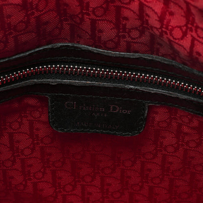 Dior Lady Dior Cannage Handbag Large Size Lambskin Black Silver-Tone Hardware, Pre-Owned