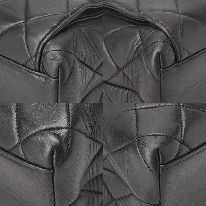 シャネル マトラッセ 外フラップ ターンロック ロゴチャーム ダブルチェーンショルダー ラムスキン 黒 ゴールド金具 中古