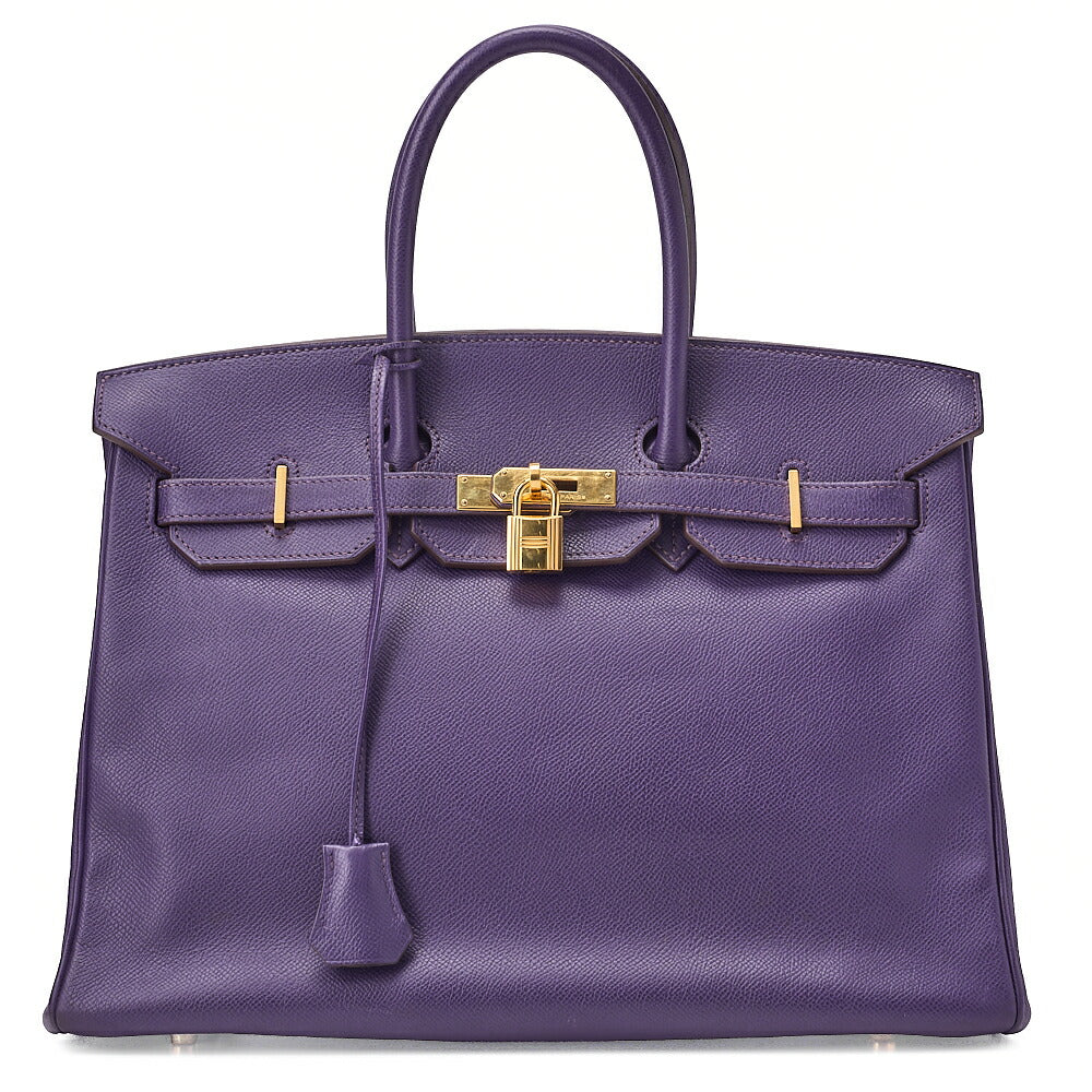 HERMES バーキン35 ハンドバッグ エプソン アイリス（パープル）ゴールド金具 中古品