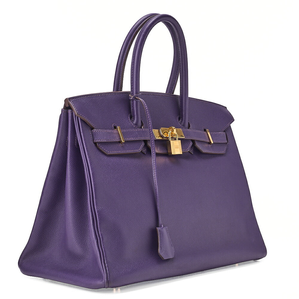 HERMES バーキン35 ハンドバッグ エプソン アイリス（パープル）ゴールド金具 中古品