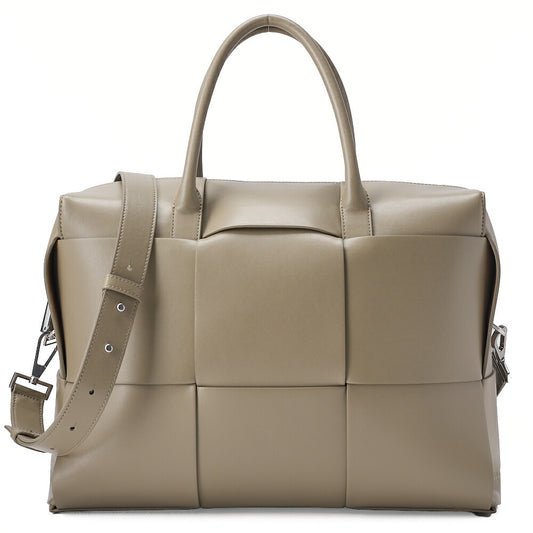 BOTTEGA VENETA Bottega Calf Intrecciato Zaarco 2way Taupe Silver-Tone Hardware, Pre-Owned