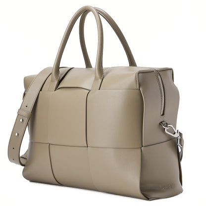 BOTTEGA VENETA Bottega Calf Intrecciato Zaarco 2way Taupe Silver-Tone Hardware, Pre-Owned