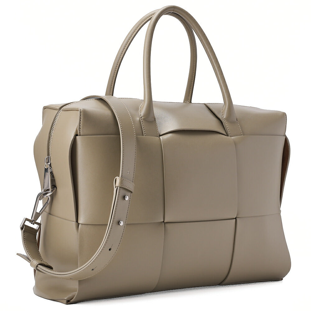 BOTTEGA VENETA Bottega Calf Intrecciato Zaarco 2way Taupe Silver-Tone Hardware, Pre-Owned