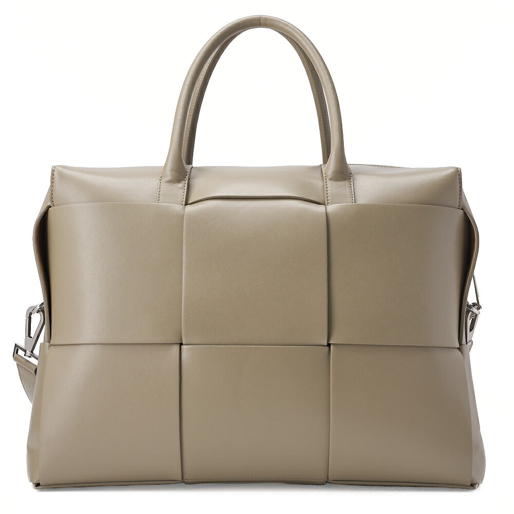 BOTTEGA VENETA Bottega Calf Intrecciato Zaarco 2way Taupe Silver-Tone Hardware, Pre-Owned