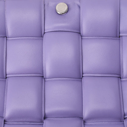 ボッテガヴェネタ イントレチャート ラムスキン パデット カセット ショルダーバッグ パープル シルバー金具 中古