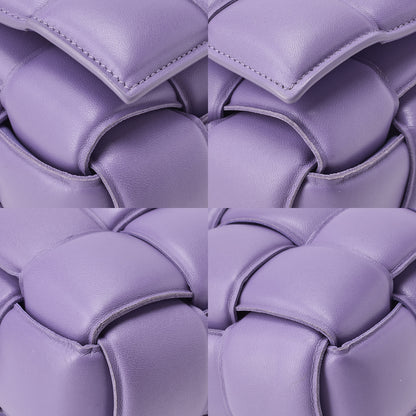 ボッテガヴェネタ イントレチャート ラムスキン パデット カセット ショルダーバッグ パープル シルバー金具 中古