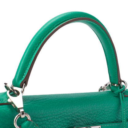 HERMES ケリー 32 ハンドバッグ 内縫い トリヨン 2WAY グリーン シルバー金具 中古品