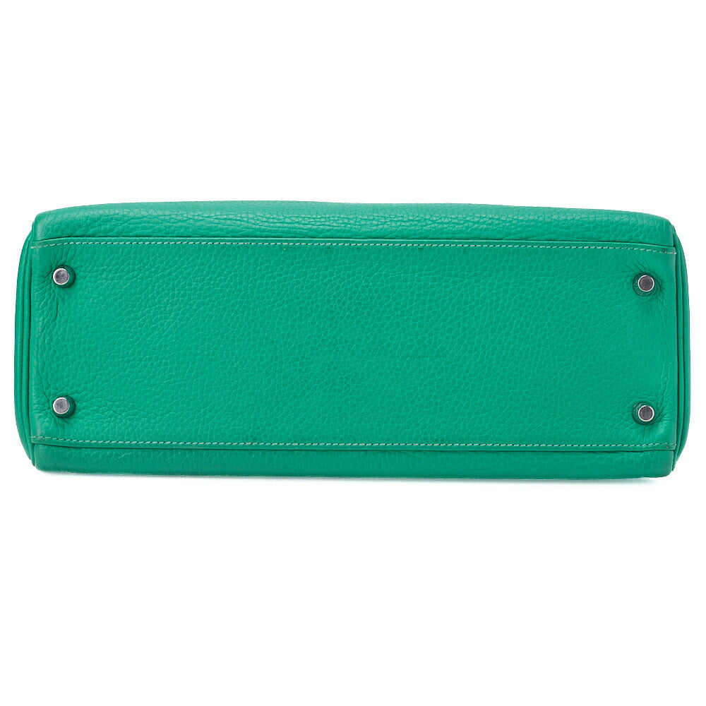 HERMES ケリー 32 ハンドバッグ 内縫い トリヨン 2WAY グリーン シルバー金具 中古品