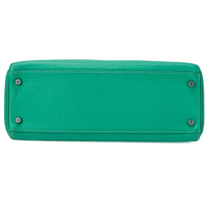 HERMES ケリー 32 ハンドバッグ 内縫い トリヨン 2WAY グリーン シルバー金具 中古品