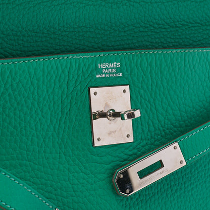 HERMES ケリー 32 ハンドバッグ 内縫い トリヨン 2WAY グリーン シルバー金具 中古品