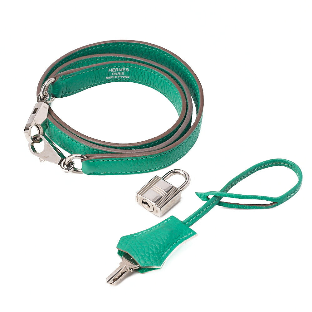 HERMES ケリー 32 ハンドバッグ 内縫い トリヨン 2WAY グリーン シルバー金具 中古品