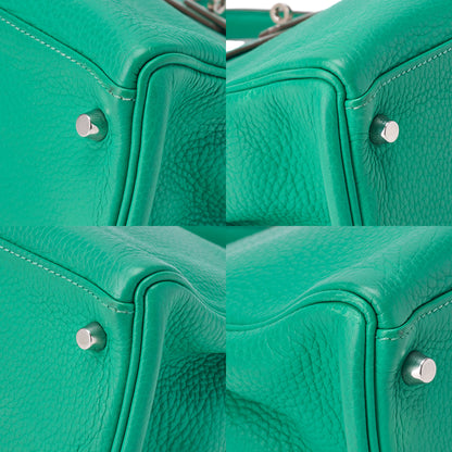 HERMES ケリー 32 ハンドバッグ 内縫い トリヨン 2WAY グリーン シルバー金具 中古品