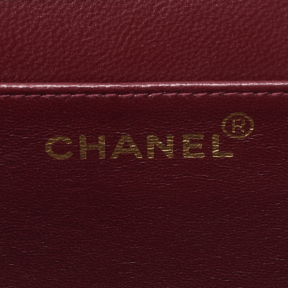 CHANEL Lambskin Matelasse 25cm Single Flap Grain Chain Shoulder Black Gold-Tone Hardware, Pre-Owned