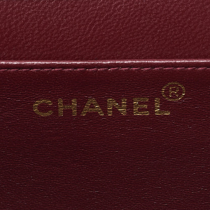 CHANEL Lambskin Matelasse 25cm Single Flap Grain Chain Shoulder Black Gold-Tone Hardware, Pre-Owned