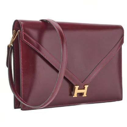 エルメス HERMES リディ Vフラップ ボックスカーフ ショルダーバッグ ルージュアッシュ ゴールド金具 中古品