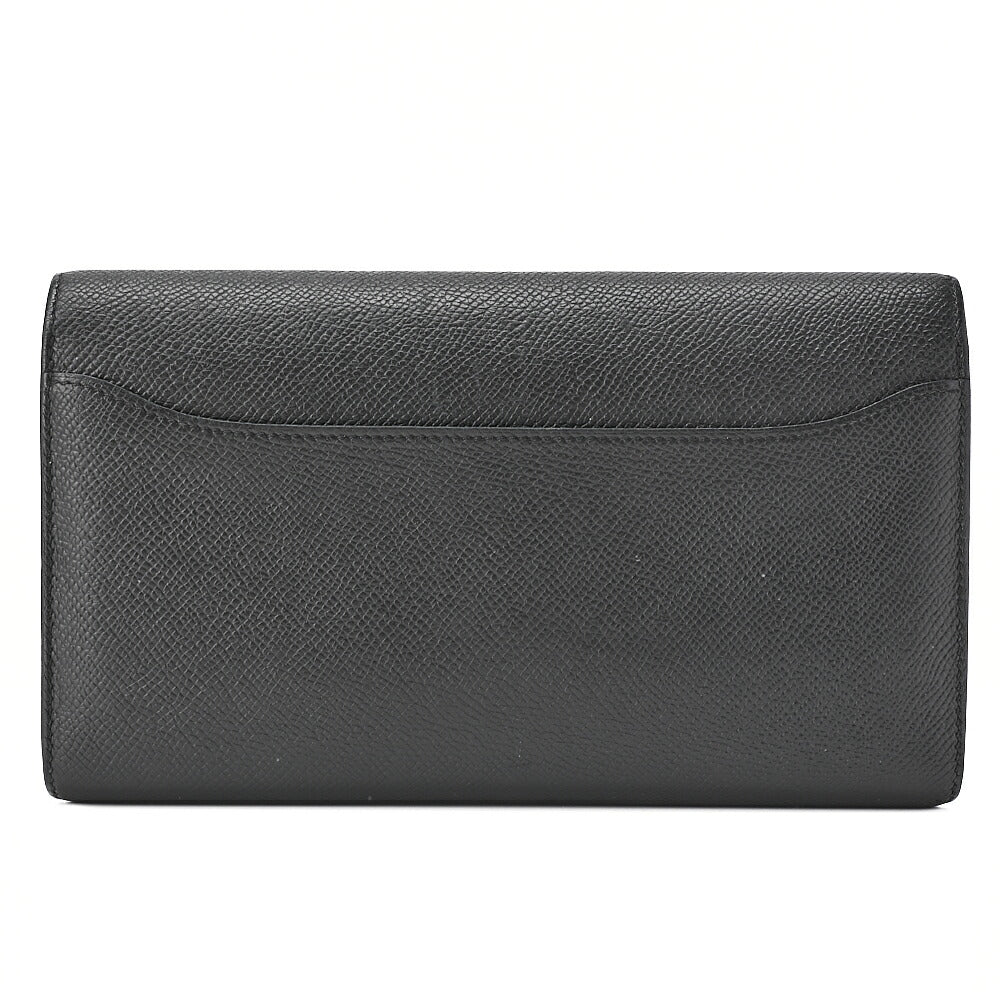 HERMES コンスタンス ロング バイフォールドウォレット エプソン ブラック シルバー金具 中古品