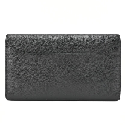 HERMES コンスタンス ロング バイフォールドウォレット エプソン ブラック シルバー金具 中古品