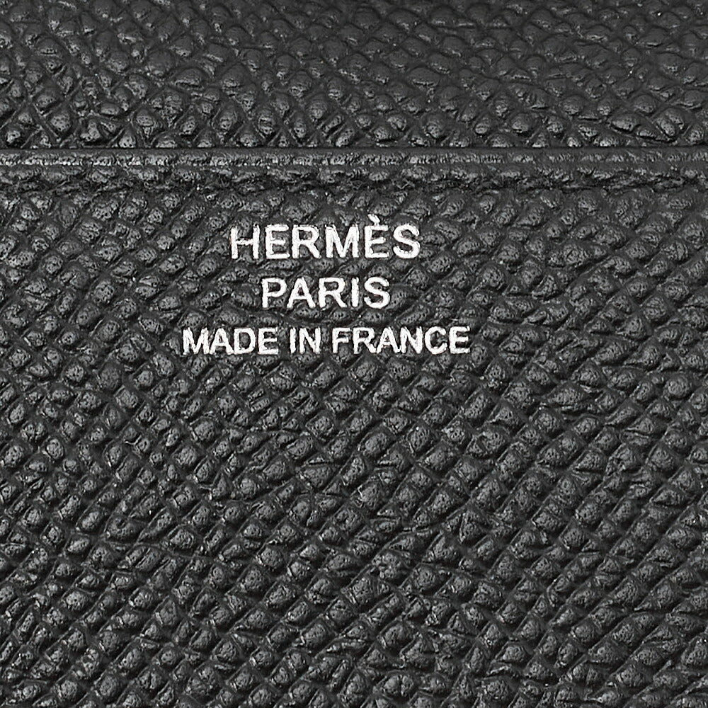 HERMES コンスタンス ロング バイフォールドウォレット エプソン ブラック シルバー金具 中古品