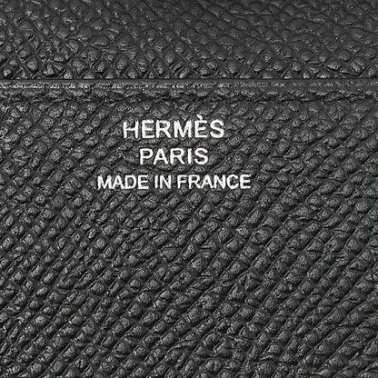 HERMES コンスタンス ロング バイフォールドウォレット エプソン ブラック シルバー金具 中古品