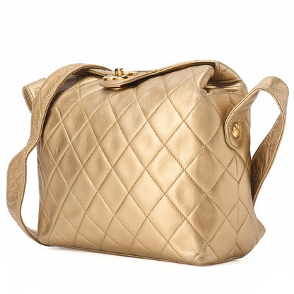 CHANEL Lambskin Matelasse Upper Coco Mark Shoulder Bag Gold Gold-Tone Hardware, Pre-Owned