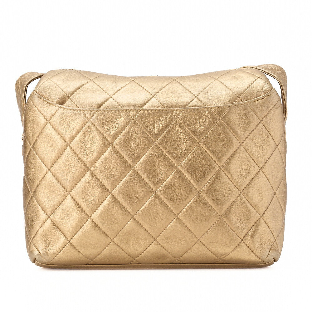 CHANEL Lambskin Matelasse Upper Coco Mark Shoulder Bag Gold Gold-Tone Hardware, Pre-Owned