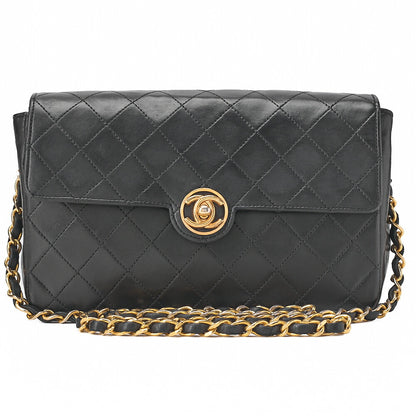 CHANEL Chain Shoulder Bag Mini Matelasse Circle Coco Lambskin Black Gold-Tone Hardware, Pre-Owned