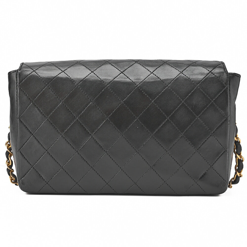 CHANEL Chain Shoulder Bag Mini Matelasse Circle Coco Lambskin Black Gold-Tone Hardware, Pre-Owned