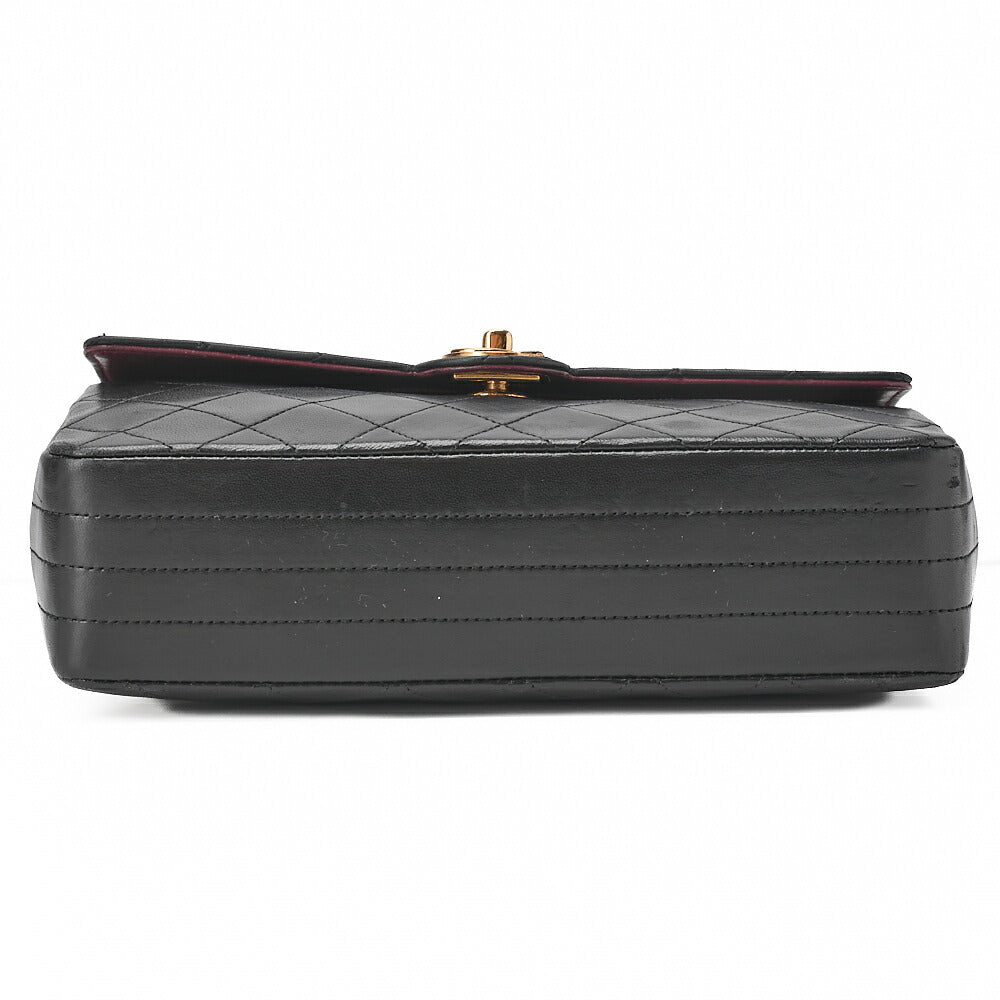 CHANEL Chain Shoulder Bag Mini Matelasse Circle Coco Lambskin Black Gold-Tone Hardware, Pre-Owned