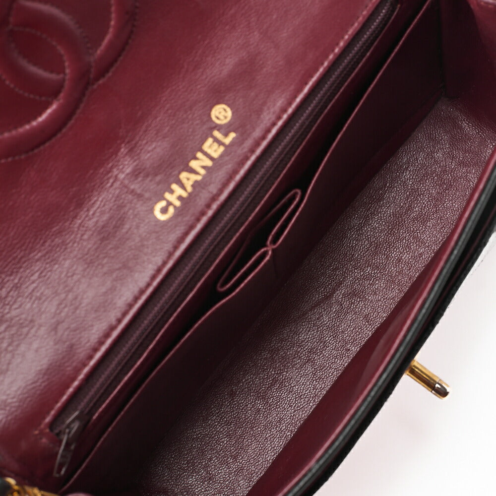 CHANEL Chain Shoulder Bag Mini Matelasse Circle Coco Lambskin Black Gold-Tone Hardware, Pre-Owned