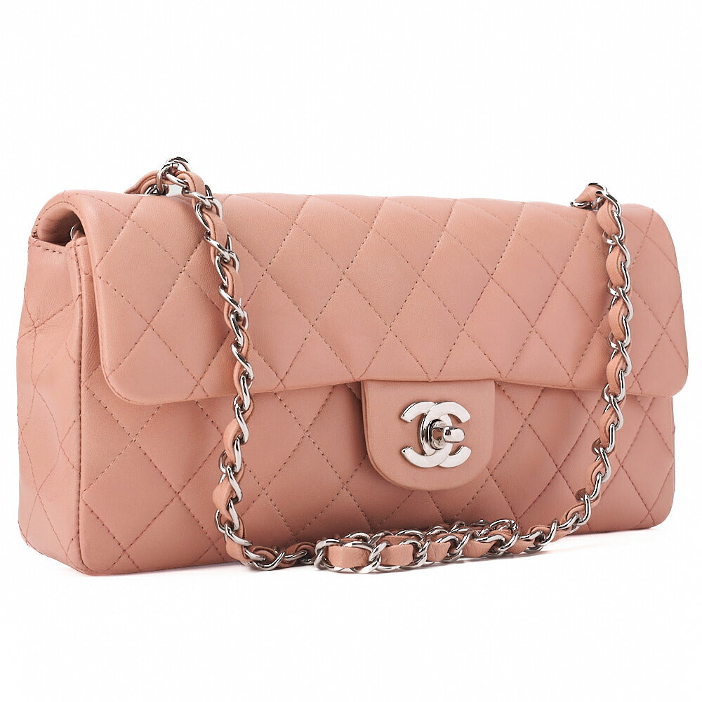CHANEL ラムスキン マトラッセ シングルチェーンショルダー ピンク シルバー金具 中古品